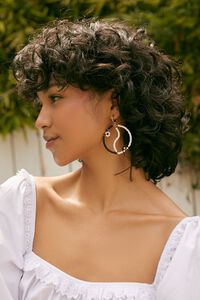 Beaded Yin Yang Drop Earrings, image 1