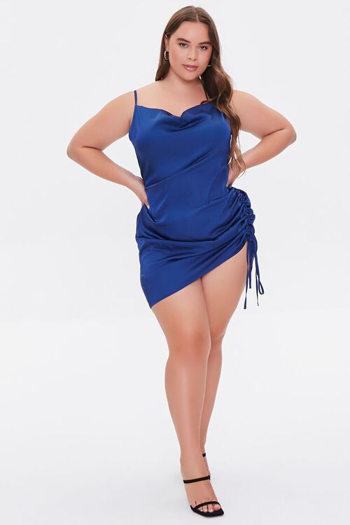 BLUE Plus Size Satin Slip Dress, image 5