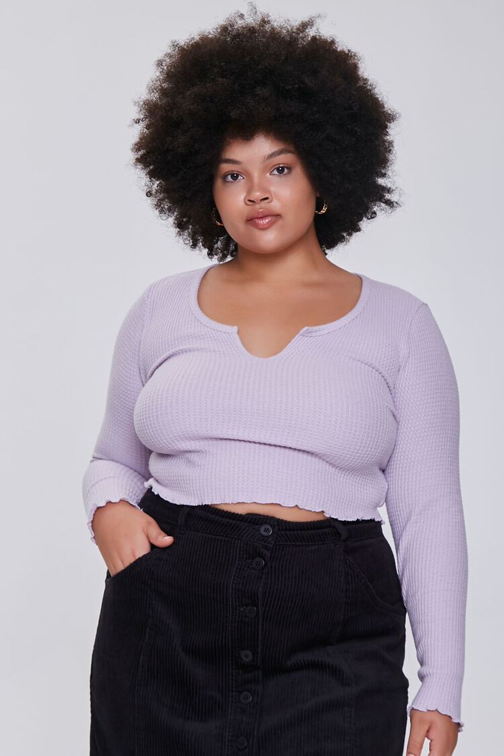 LILAC Plus Size Waffle Knit Crop Top, image 1