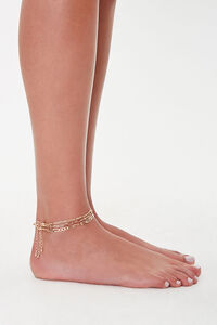 GOLD Figaro Chain Anklet Set, image 3