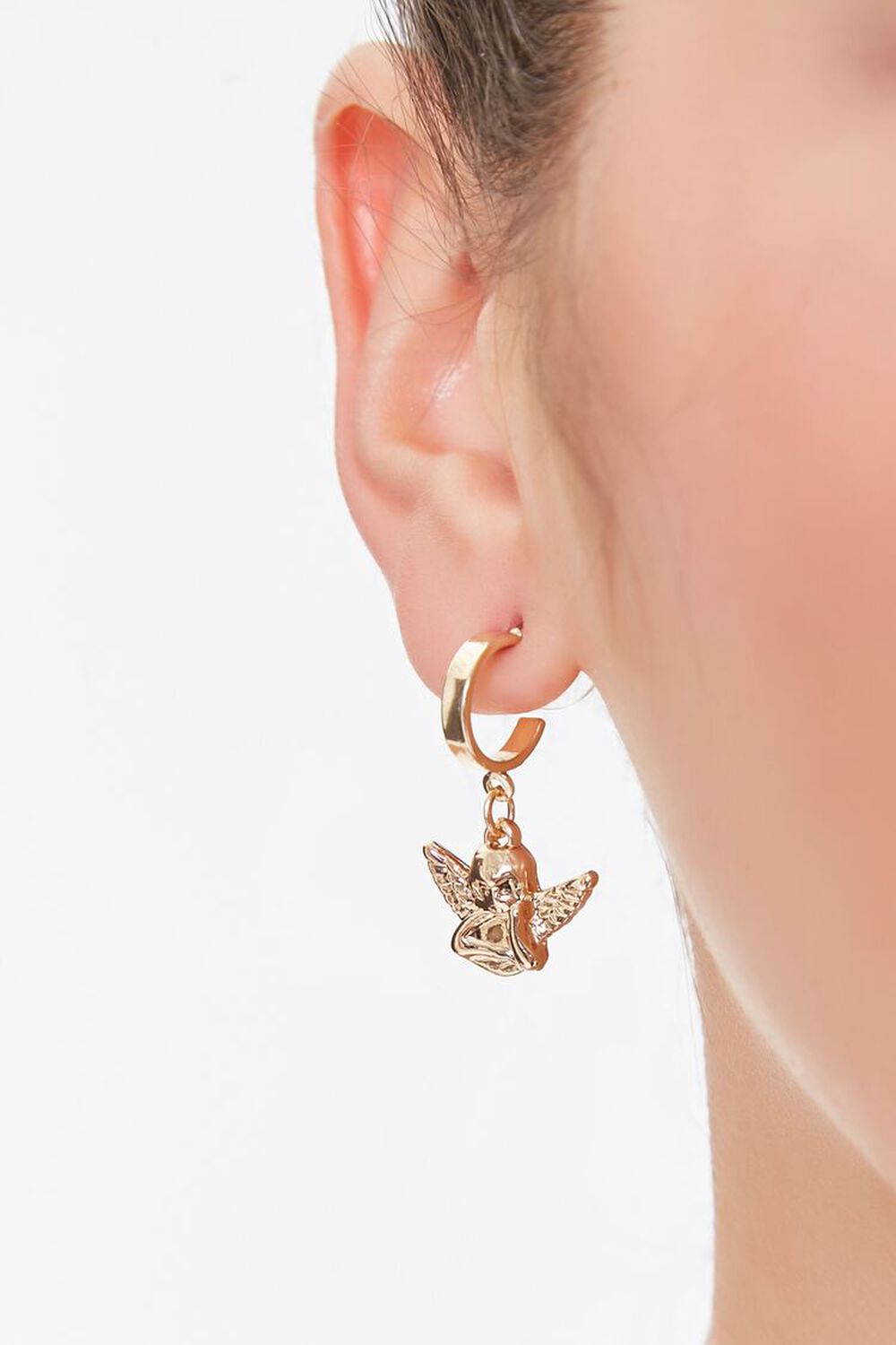 GOLD Upcycled Cherub Pendant Drop Earrings, image 1
