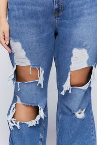 MEDIUM DENIM Plus Size Destroyed Mid-Rise Flare Jeans, image 4