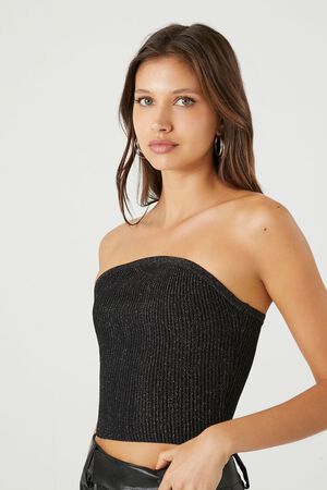 Cropped Sweater-Knit Tube Top