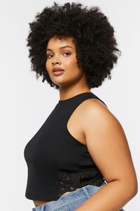 BLACK Plus Size Embroidered Crop Top, image 2