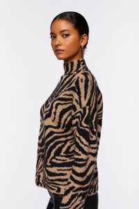 BLACK/TAN Zebra Print Mock Neck Sweater, image 2