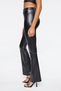 BLACK Faux Leather High-Rise Flare Pants, image 3