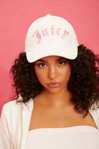 WHITE/PINK Embroidered Juicy Couture Cap, image 2