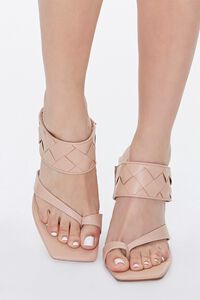 NUDE Basketwoven Toe-Thong Heels, image 4