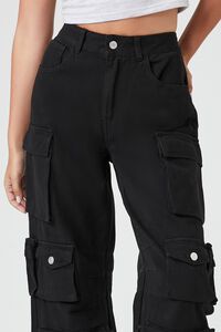 BLACK Twill Wide-Leg Cargo Pants, image 5