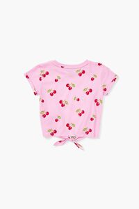 PINK/MULTI Girls Cherry Print Knotted Tee (Kids), image 2
