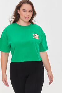 GREEN/MULTI Plus Size Paul Frank Cropped Tee, image 1