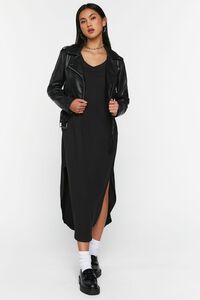 BLACK Long-Sleeve Dolphin-Hem Midi Dress, image 1