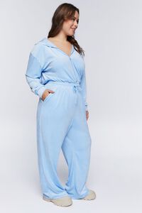 BABY BLUE Plus Size Velour Zip-Up Jumpsuit, image 2