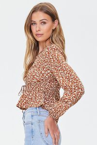 RUST/WHITE Ditsy Floral Print Flounce Top, image 2