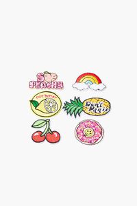 YELLOW/MULTI Fruit Graphic Embroidered Iron-On Patch Set, image 1