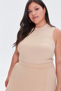 Plus Size Ribbed Cropped Tank Top, image 1