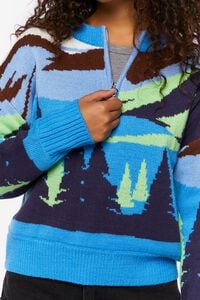 BLUE/MULTI Intarsia Landscape Half-Zip Sweater, image 5