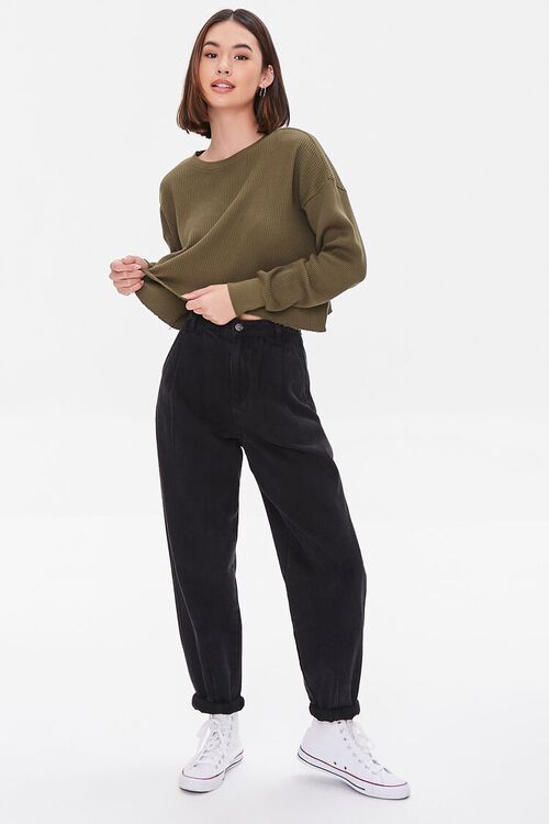 OLIVE Ribbed Knit Cropped Sweater, image 4