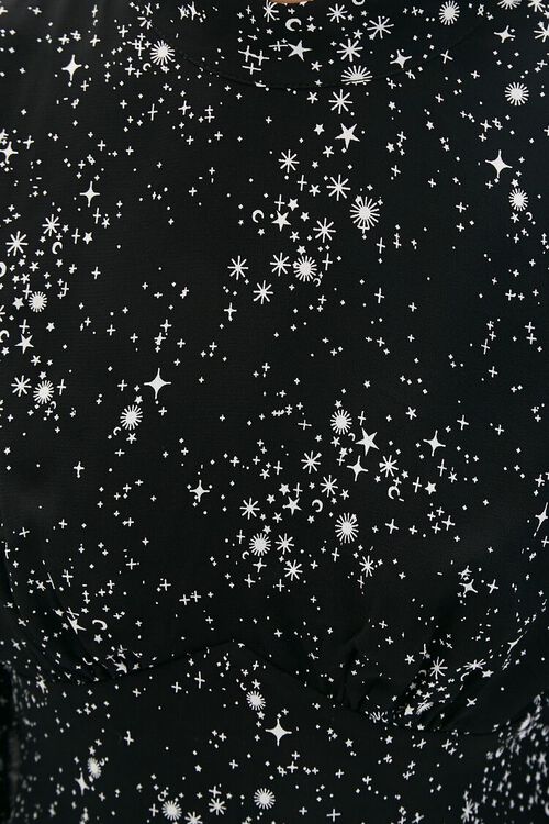 BLACK/MULTI Celestial Print Open-Back Midi Dress, image 5