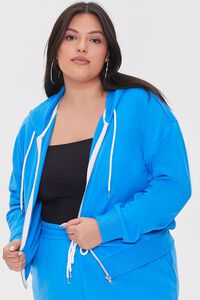 BLUE Plus Size French Terry Zip-Up Hoodie, image 1