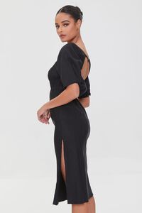 BLACK Linen-Blend Cutout M-Slit Dress, image 2