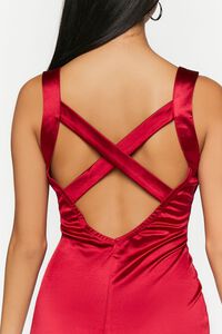 RED Satin Plunging Crisscross Mini Dress, image 6