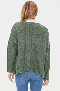 GREEN Cable Knit Cardigan Sweater, image 3