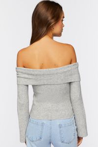 HEATHER GREY Off-the-Shoulder Cropped Sweater, image 3