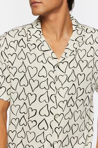 WHITE/BLACK Heart Print Short-Sleeve Shirt, image 5