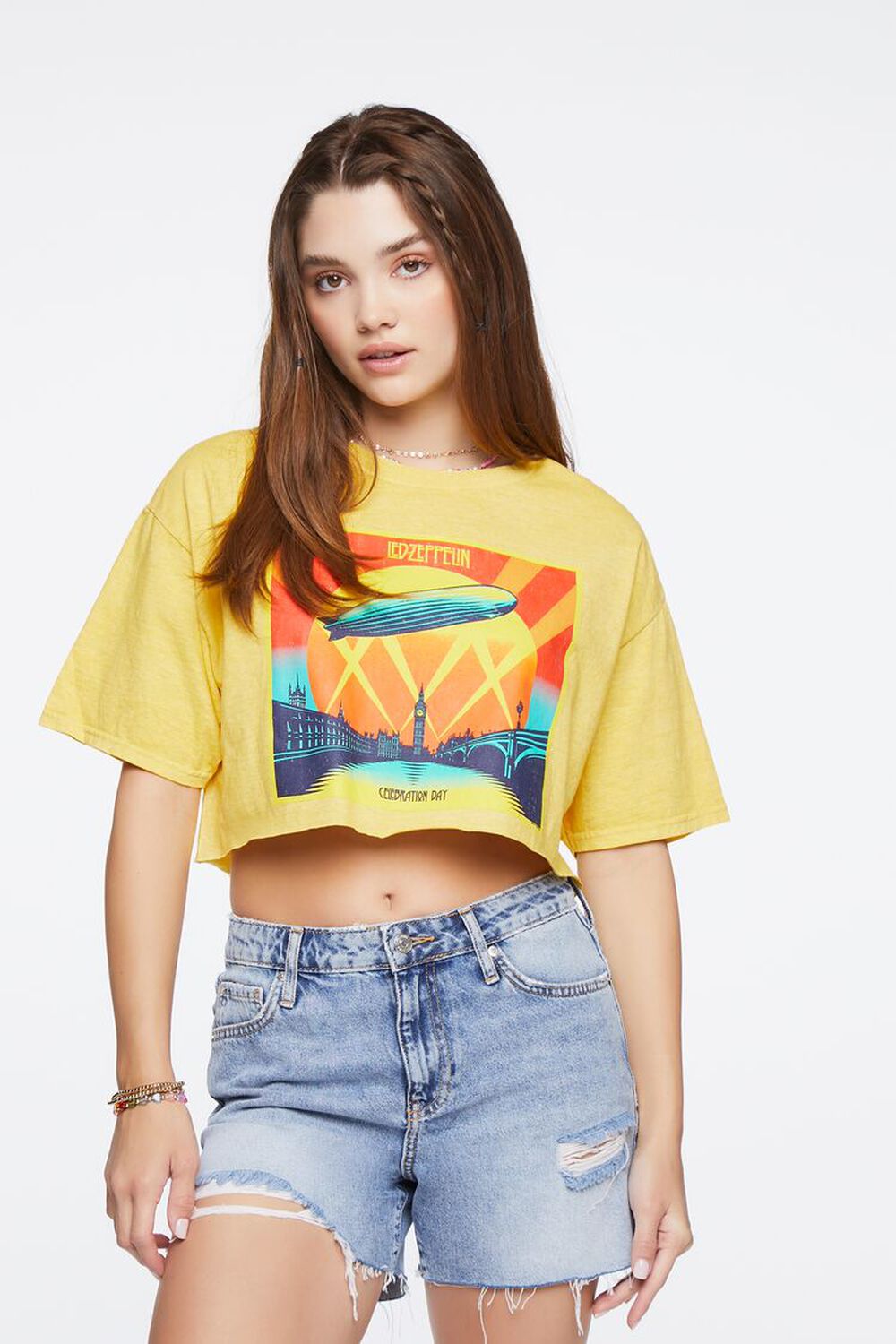 YELLOW/MULTI Led-Zeppelin Graphic Raw-Cut Tee, image 1