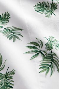 WHITE/GREEN Tropical Leaf Print Queen-Sized Sheet Set, image 4