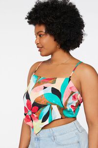 BLACK/MULTI Plus Size Abstract Print Cropped Cami, image 2