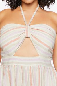 PINK/MULTI Plus Size Striped Halter Maxi Dress, image 5