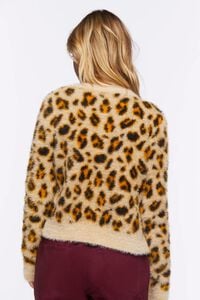 BROWN/MULTI Fuzzy Knit Leopard Cardigan Sweater, image 3