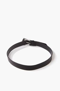 BLACK/SILVER Faux Leather Engraved Buckle Belt, image 2