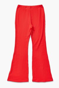 RED Girls Ribbed Flare Pants (Kids), image 2