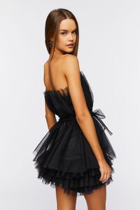 BLACK Tulle Tiered Mini Dress, image 3