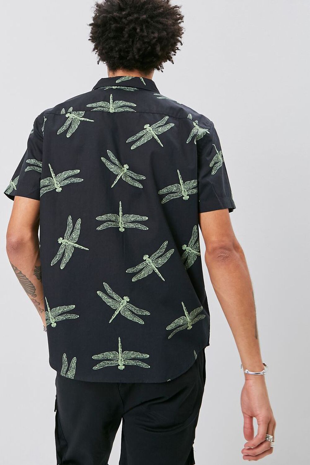 BLACK/GREEN Classic Fit Dragonfly Print Shirt, image 3
