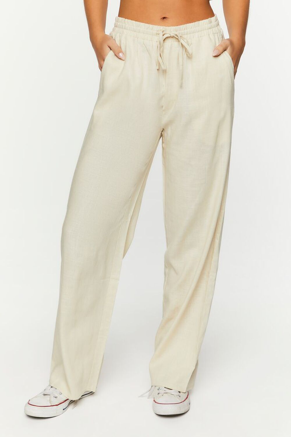 KHAKI Linen-Blend Mid-Rise Pants, image 2