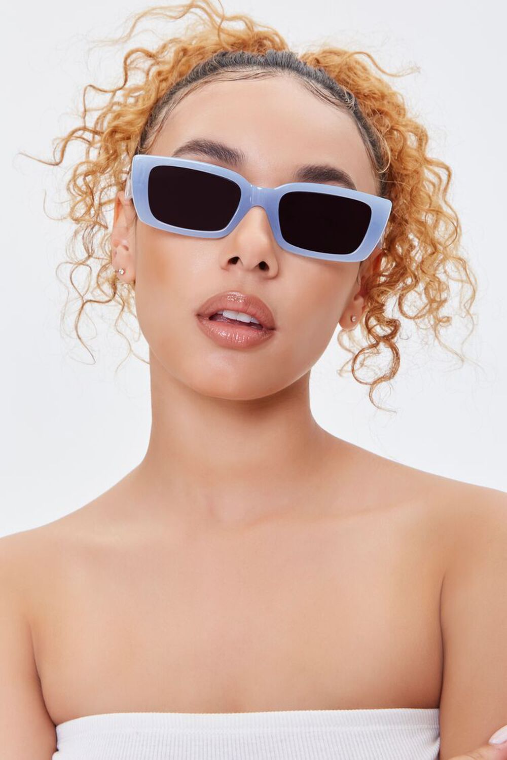 BLUE/BLACK Rectangular Tinted Sunglasses, image 1