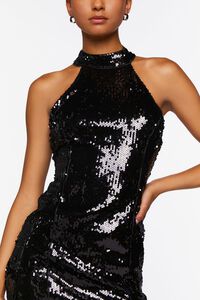 BLACK Sequin Halter Mini Dress, image 5