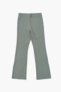 OLIVE/WHITE Girls Pinstriped Flare Pants (Kids), image 1