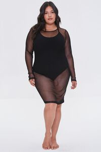 BLACK Plus Size Mesh Swim Cover-Up Dress, image 4