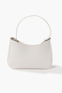 WHITE Faux Croc Leather Shoulder Bag, image 1