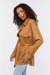 TAN Faux Suede Trench Jacket, image 2