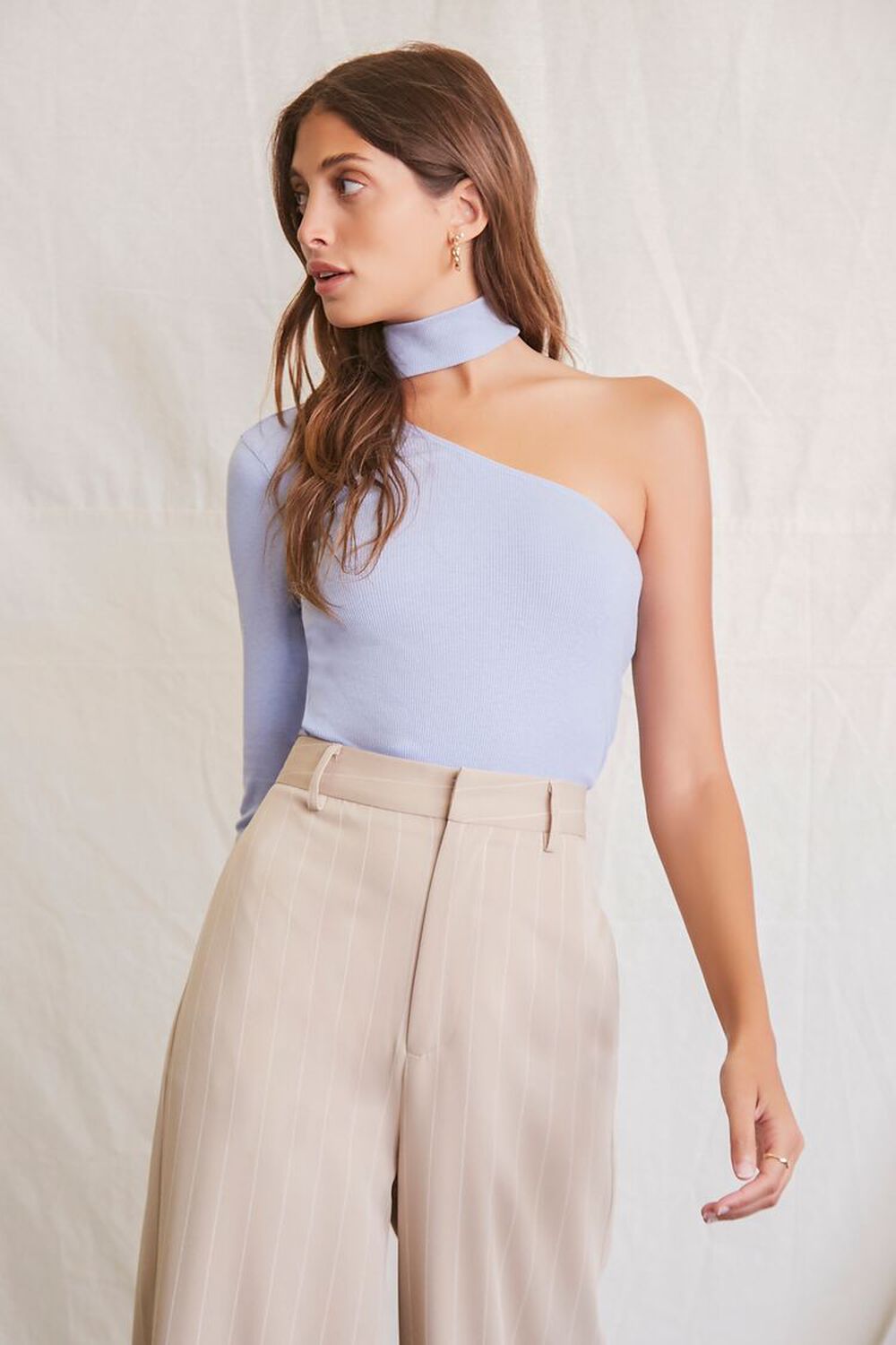 PERIWINKLE Fitted One-Shoulder Top, image 1