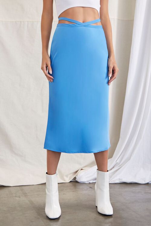 BLUE HAZE Crisscross Satin Slip Skirt, image 2