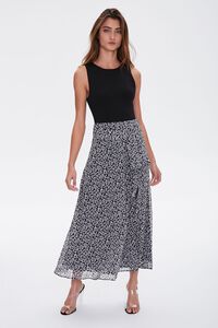 BLACK/MULTI Floral Tie-Waist Midi Skirt, image 4