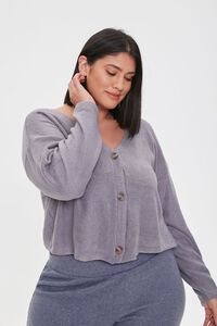 CHARCOAL HEATHER Plus Size Cardigan Sweater, image 1