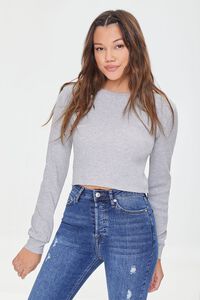 HEATHER GREY Ribbed Knit Top, image 1
